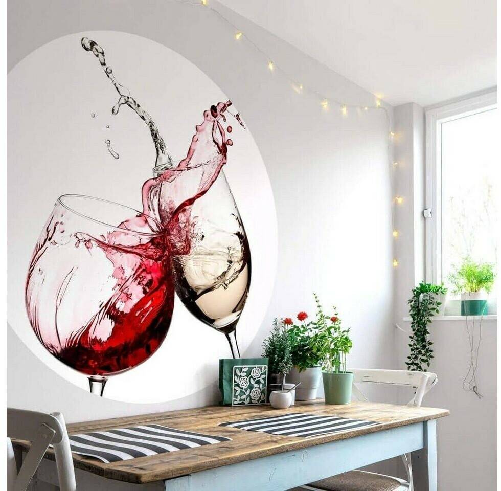 Truffaut Wall-Art Round Wine Glasses Wallpaper Mural140 cm (FTR-89511) Papiers peints