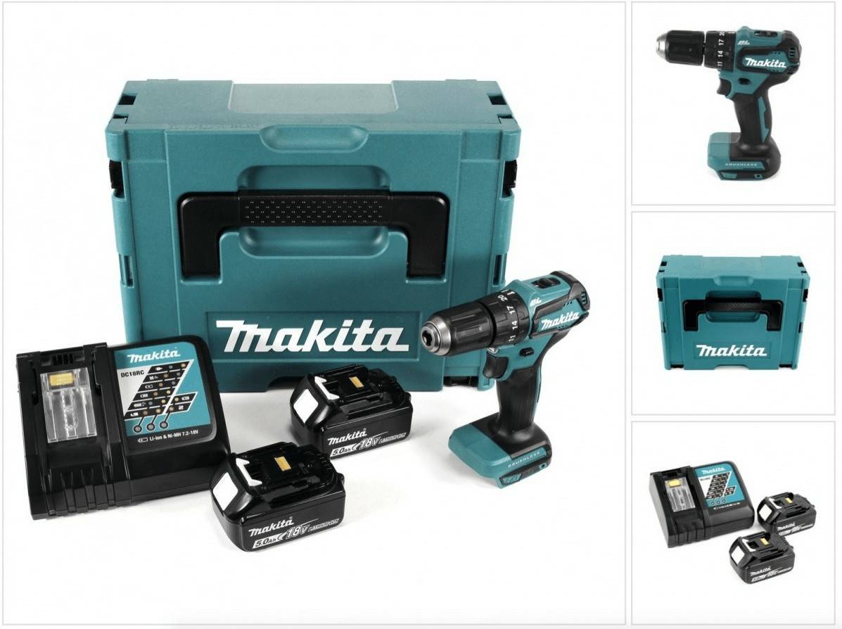 Perceuses & visseuses sans fil Truffaut Makita DHP483DHP483RTJ (2 x 5,0 Ah + chargeur rapide) avec Makpac II