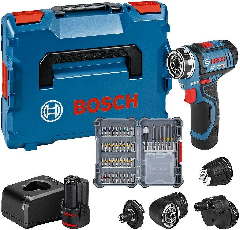 Perceuses & visseuses sans fil Truffaut Bosch GSR 12V-15 FC FlexiClick ProfessionalProfessional (2 x 2,0 Ah + Charger + L-BOXX 136)