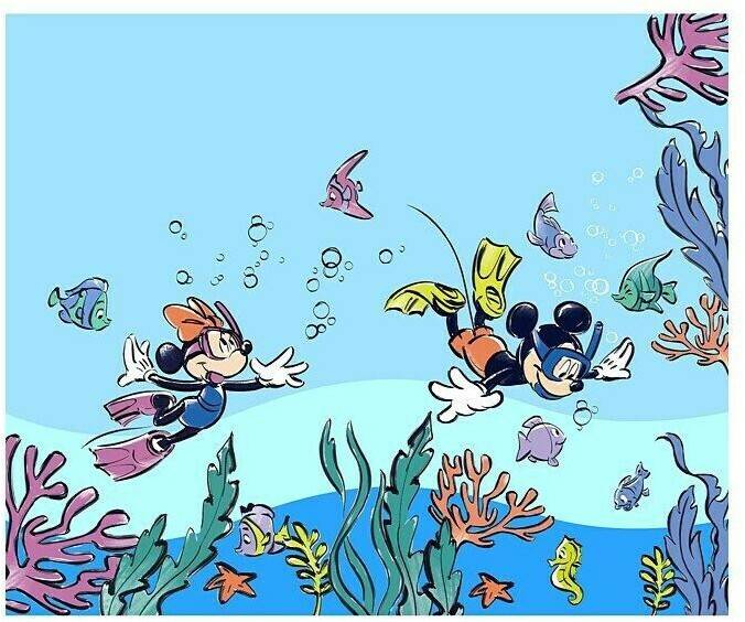 Truffaut Komar Disney Mickey & Minnie Coral Reef (300 x 250 cm) Papiers peints