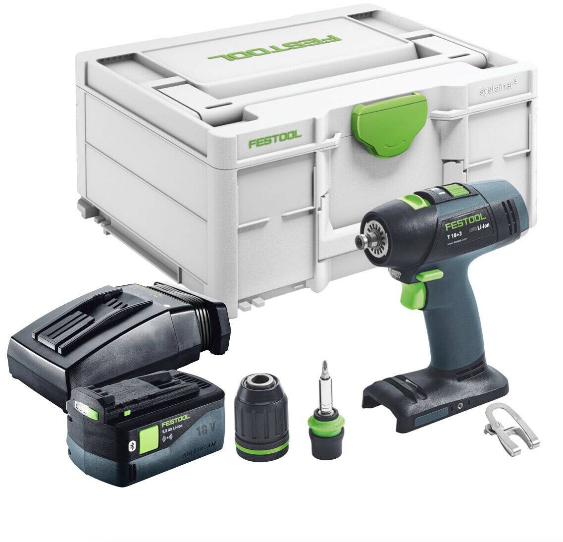 Perceuses & visseuses sans fil Truffaut Festool T 18+3Basic (1x 5,0 Ah + charger + Systainer)