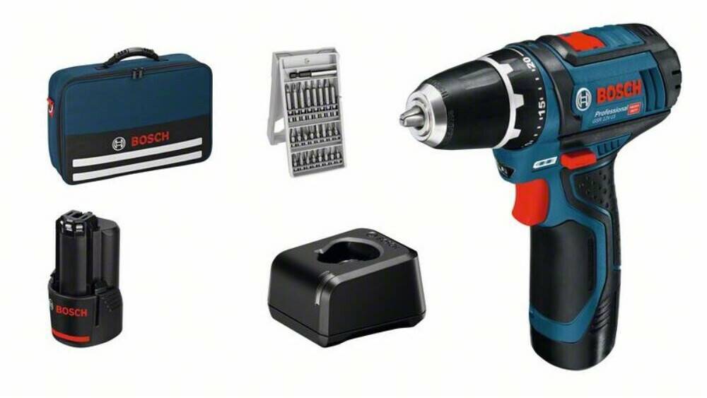 Perceuses & visseuses sans fil Truffaut Bosch GSR 12V-15 Professional2x2,0Ah + Charger + Bag+ Bits