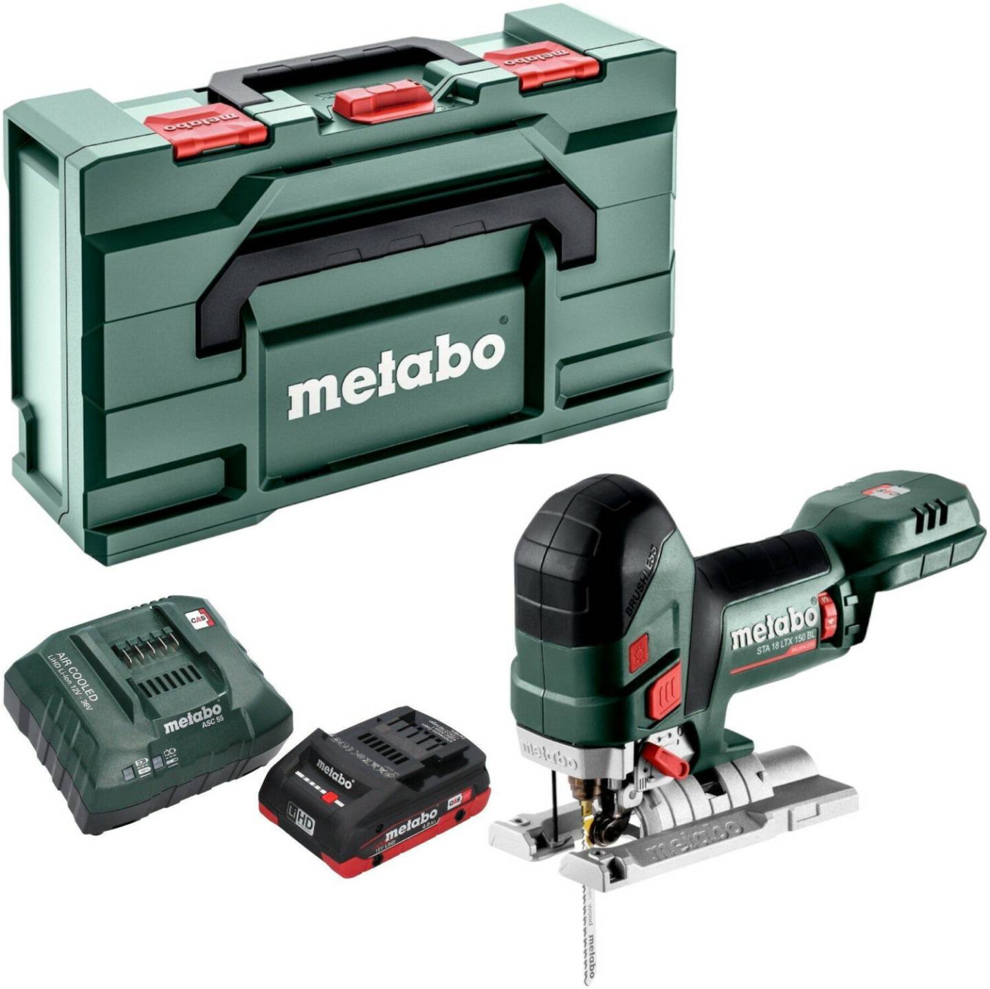 Truffaut Metabo STA 18 LTX 150 BL1x 4,0 Ah LiHD + charger + Metabox Scies sauteuses