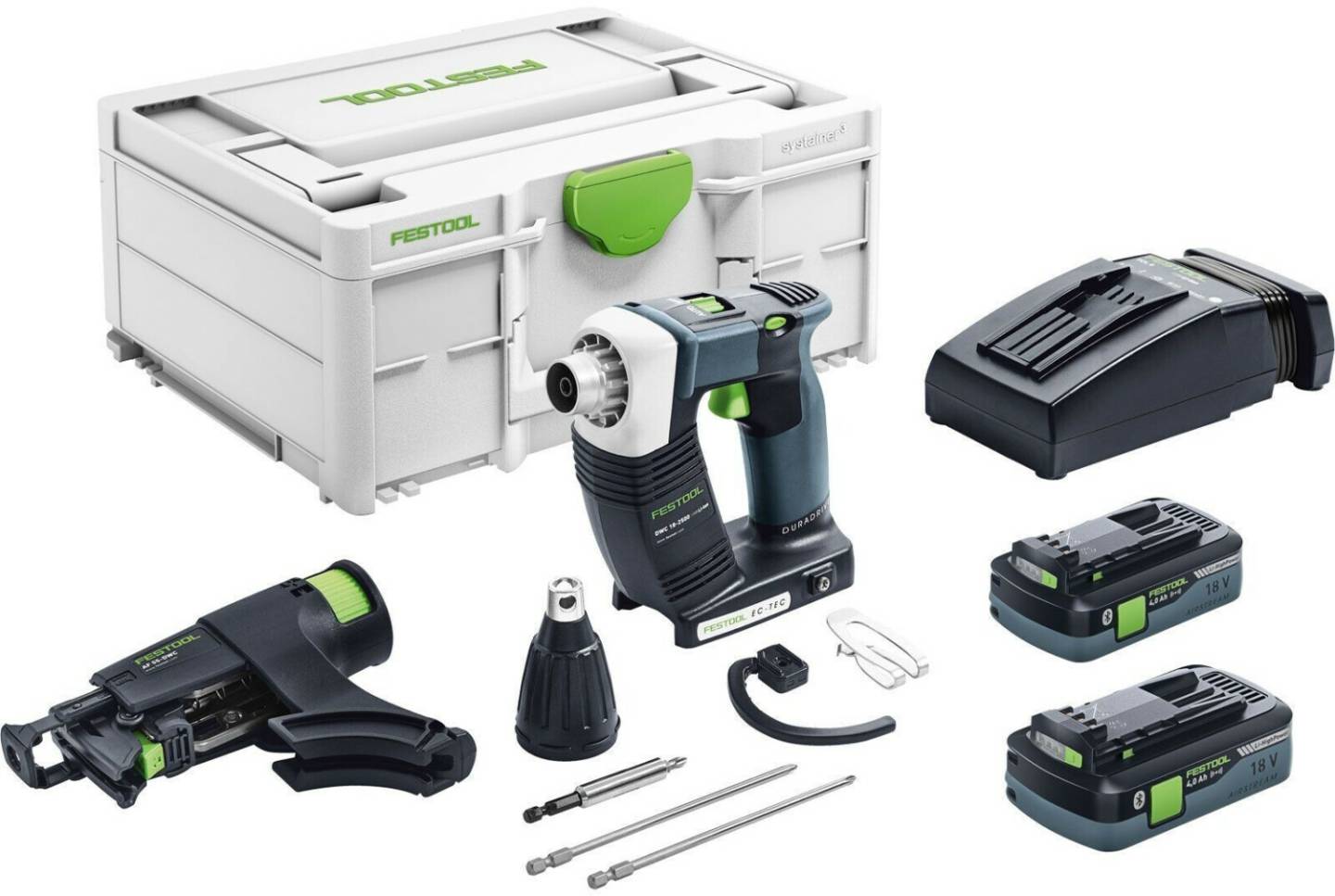 Perceuses & visseuses sans fil Truffaut Festool DWC 18-2500 Li2x 3,1 Ah Batteries + charger